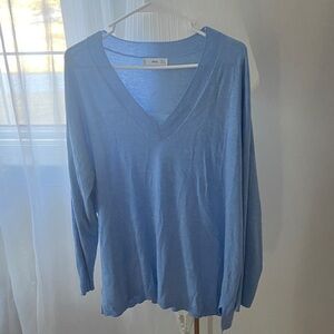 Light Blue V-Neck Women's Top
